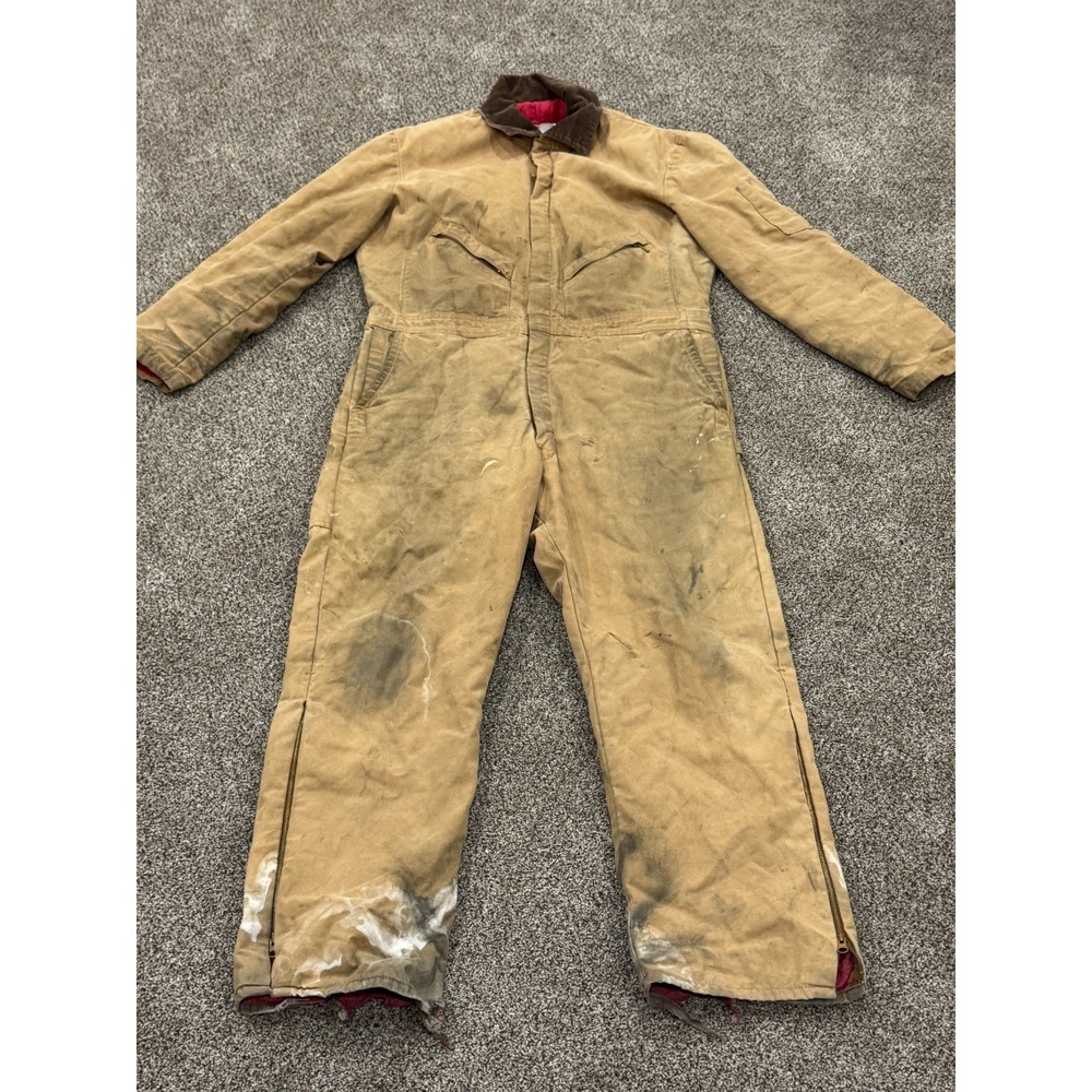 Walls Blizzard Pruf Coveralls Mens XL Brown Canvas Quilted Insulated Workwear